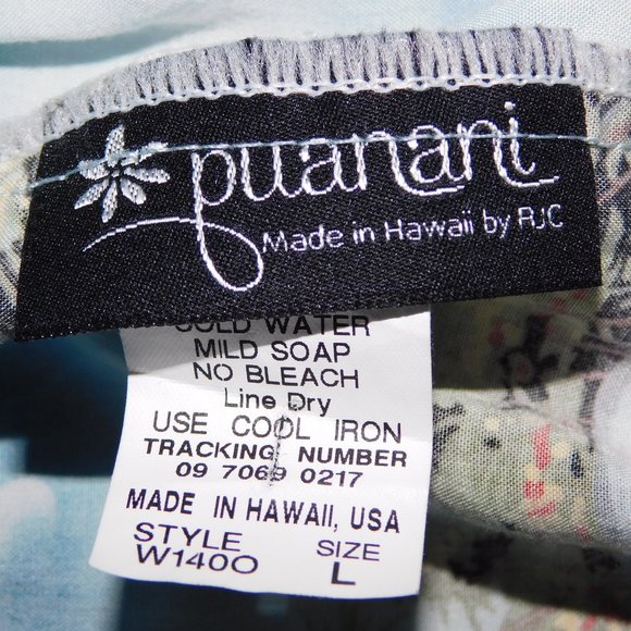 Puanani RJC Hawaii Womens L Rayon Hawaiian Dress MuuMuu Island Ocean Print Blue - Picture 3 of 11